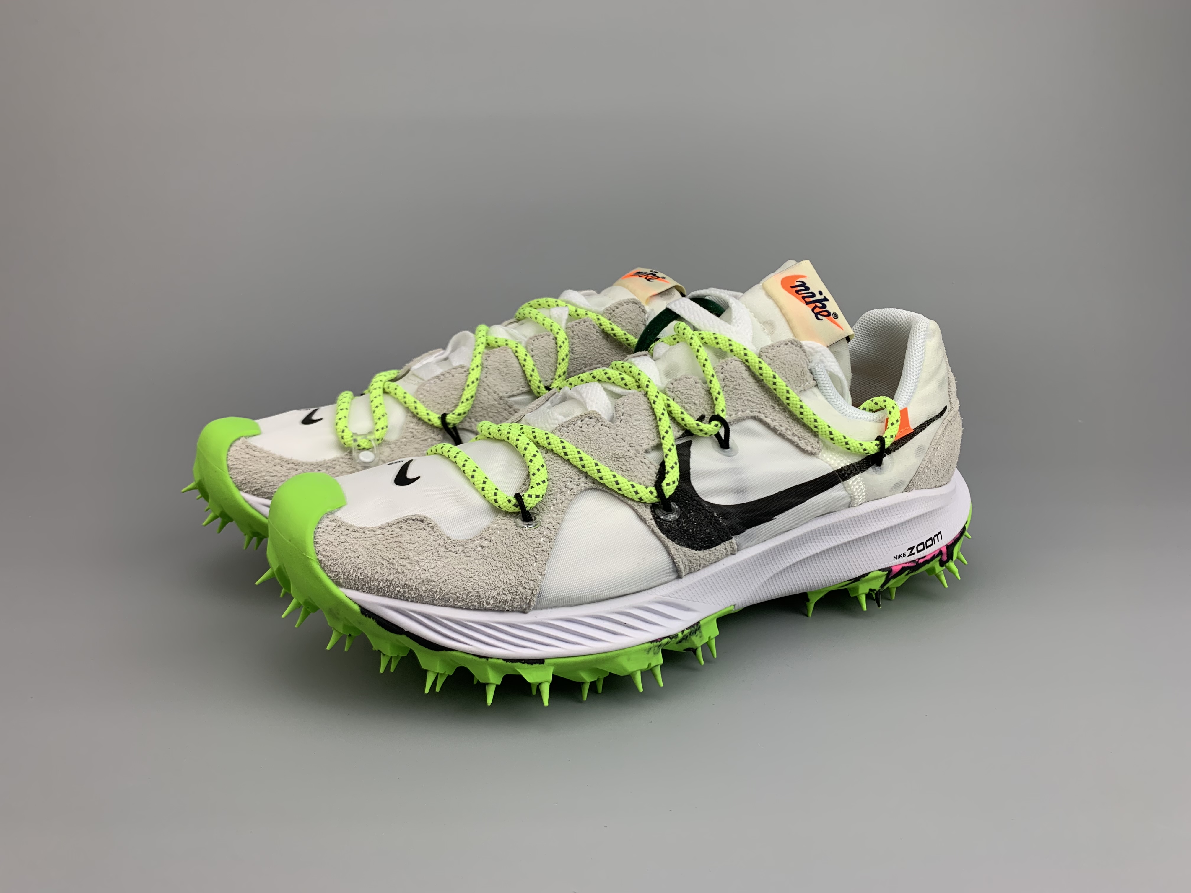 Off-White x Nike Zoom Terra Kiger 5 Athlete in Progress Green Grey Black Shoes - Click Image to Close